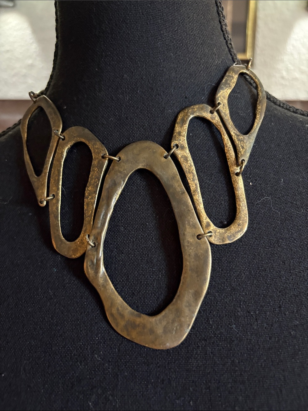 Organic Open-Link Necklace in Antique Gold Tone
